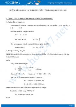Hướng dẫn giải bài tập Di Truyền Phân Tử môn Sinh học 9 năm 2021 có đáp án