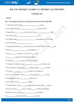 Bài tập thì hiện tại đơn và thì hiện tại tiếp diễn có đáp án