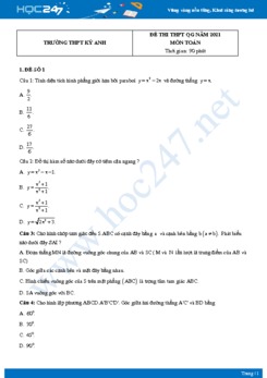 Bộ 4 đề thi thử THPT QG năm 2021 môn Toán - Trường THPT Kỳ Anh