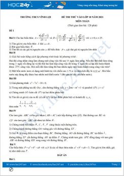 Bộ 4 đề thi thử vào lớp 10 Môn Toán có đáp án Trường THCS Vĩnh Lợi
