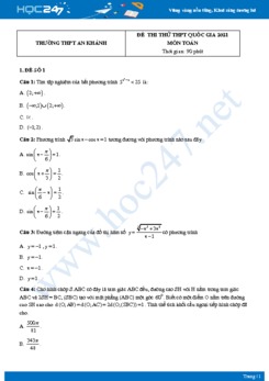 Bộ 4 đề thi thử THPT QG năm 2021 môn Toán - Trường THPT An Khánh