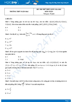 Bộ 4 đề thi thử THPT QG năm 2021 môn Toán - Trường THPT Xuân Mai