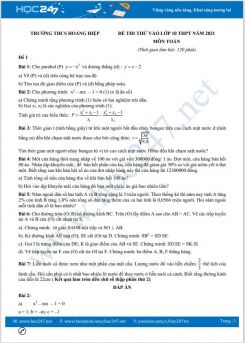 Bộ 4 đề thi thử vào lớp 10 Môn Toán có đáp án Trường THCS Hoàng Hiệp