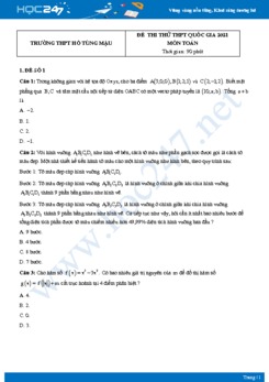 Bộ 4 đề thi thử THPT QG năm 2021 môn Toán - Trường THPT Hồ Tùng Mậu