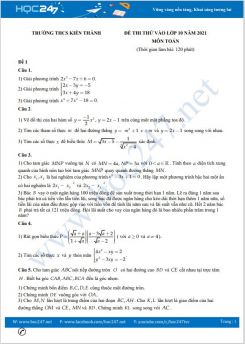 Bộ 4 đề thi thử vào lớp 10 Môn Toán có đáp án Trường THCS Kiến Thành