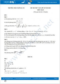 Bộ 4 đề thi thử vào lớp 10 Môn Toán có đáp án Trường THCS Ngô Gia Tự