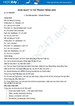 Khái quát 13 thì trong Tiếng Anh