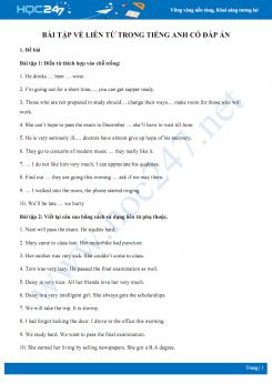 Bài tập về liên từ trong Tiếng Anh có đáp án