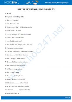 Bài tập từ chỉ số lượng có đáp án