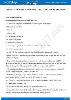 Ôn luyện giải bài tập chủ đề Di Truyền Liên Kết môn Sinh học 9 năm 2021 có đáp án