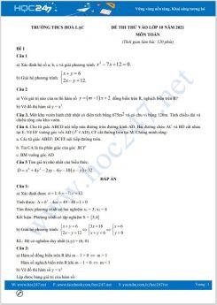 Bộ 4 đề thi thử vào lớp môn Toán có đáp án Trường THCS Hoà Lạc