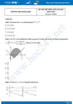 Bộ 4 đề thi thử THPT QG năm 2021 môn Toán - Trường THPT Đông Kinh