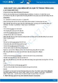 Khái quát các loại mệnh đề và cụm từ trong Tiếng Anh