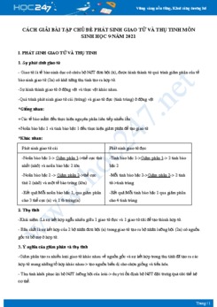 Giải bài tập chủ đề Phát Sinh Giao Tử Và Thụ Tinh môn Sinh học 9 năm 2021