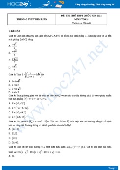 Bộ 4 đề thi thử THPT QG năm 2021 môn Toán - Trường THPT Kim Liên