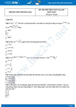 Bộ 4 đề thi thử THPT QG năm 2021 môn Toán - Trường THPT Phương Nam