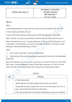 Bộ 5 Đề thi HSG môn Sinh Học 9 năm 2021 Trường THCS Hoa Lư có đáp án