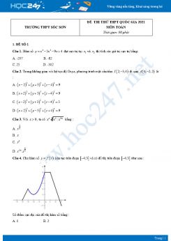 Bộ 4 đề thi thử THPT QG năm 2021 môn Toán - Trường THPT Sóc Sơn