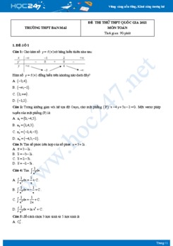 Bộ 4 đề thi thử THPT QG năm 2021 môn Toán - Trường THPT Ban Mai