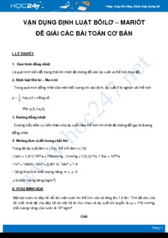 Vận dụng định luật Bôilơ – Mariốt để giải các bài toán cơ bản môn Vật Lý 10 năm 2021