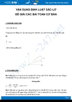 Vận dụng định luật Sác-lơ để giải các bài toán cơ bản môn Vật Lý 10 năm 2021