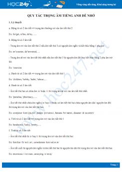 Quy tắc trọng âm Tiếng Anh dễ nhớ