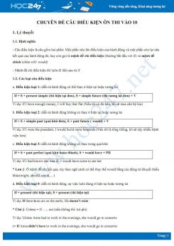 Chuyên đề câu điều kiện ôn thi vào 10