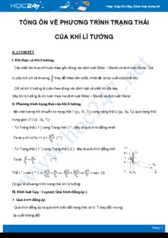 Tổng ôn về Phương trình trạng thái của khí lí tưởng môn Vật Lý 10 năm 2021