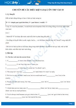 Chuyên đề câu điều kiện loại 2 ôn thi vào 10