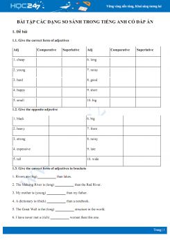 Bài tập các dạng so sánh trong Tiếng Anh có đáp án
