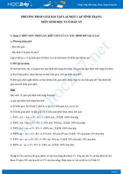 Phương pháp giải bài tập Lai Một Cặp Tính Trạng môn Sinh học 9 năm 2021 có đáp án