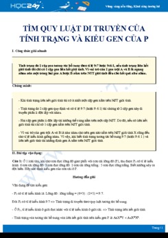 Tổng ôn Dạng bài Tìm quy luật di truyền của tính trạng và kiểu gen của P khi liên kết giới tính Sinh 12