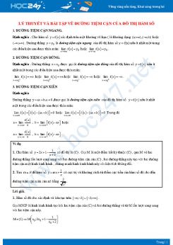 Lý thuyết và bài tập về các loại đường tiệm cận của đồ thị hàm số