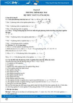 Chuyên đề Phương trình bậc hai hệ thức Vi-ét và ứng dụng Toán 9