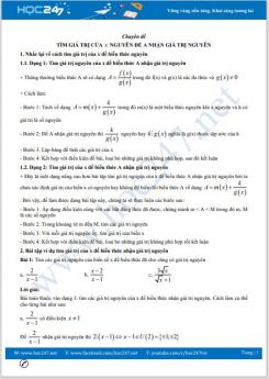 Chuyên đề Tìm giá trị của x nguyên để A nhận giá trị nguyên Toán 9