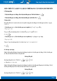 Luyện tập dạng Gen chỉ có 2 alen và quần thể đang cân bằng di truyền Sinh học 12
