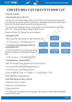 Tổng ôn các kiến thức về Quá trình chuyển hóa vất chất ở vi sinh vật Sinh học 10