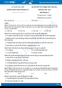 Bộ đề thi thử tốt nghiệp THPT năm 2021 môn Sinh học - Trường THPT Thuận Thành số 1 có đáp án