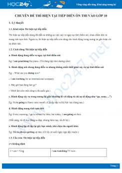 Chuyên đề thì hiện tại tiếp diễn ôn thi vào lớp 10