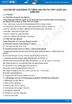 Chuyên đề Cụm động từ Tiếng Anh ôn thi THPT Quốc gia 2021