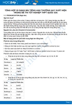 Tổng hợp 25 dạng bài Tiếng Anh trong đề thi tốt nghiệp THPT Quốc gia