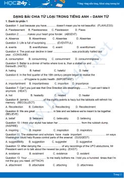 Dạng bài chia từ loại trong Tiếng Anh - Danh từ