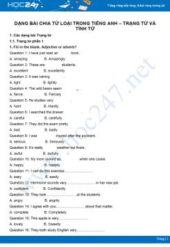 Dạng bài chia từ loại trong Tiếng Anh - Trạng từ và Tính từ