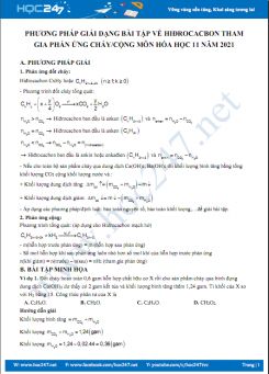 Phương pháp giải dạng bài tập về hiđrocacbon tham gia phản ứng cháy, cộng môn Hóa học 11 năm 2021