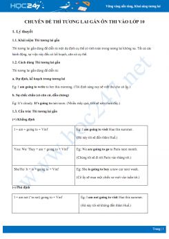 Chuyên đề thì tương lai gần ôn thi vào lớp 10