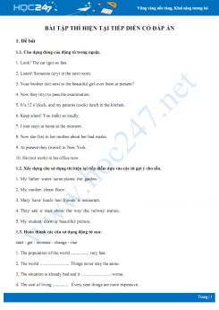 Bài tập thì hiện tại tiếp diễn có đáp án