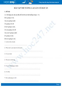 Bài tập thì tương lai gần có đáp án