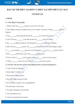 Bài tập thì hiện tại đơn và hiện tại tiếp diễn cực hay có đáp án