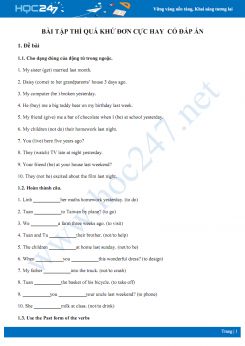 Bài tập thì quá khứ đơn cực hay  có đáp án