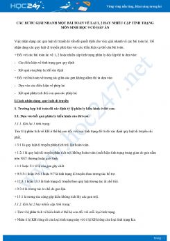 Các bước giải nhanh một bài toán về Lai 1, 2 hay nhiều cặp tính trạng môn Sinh học 9 năm 2021